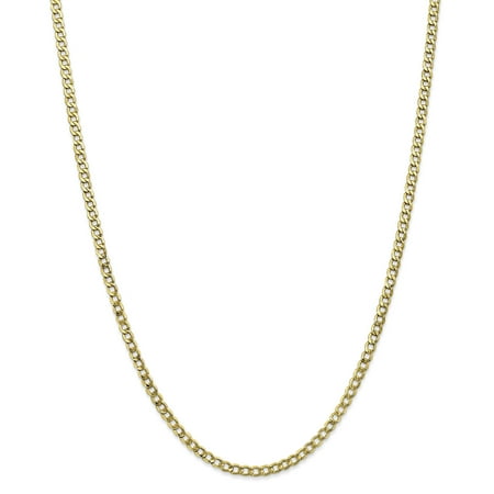Vintage 10k Gold Charm 10k Yellow Gold 3.35mm Curb Link Necklace Chain Pendant Charm Fine Jewelry For Women Gift Set ()
