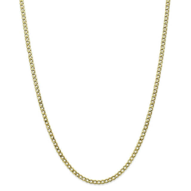 10k Yellow Gold 3.35mm Curb Link Chain Necklace Pendant Charm