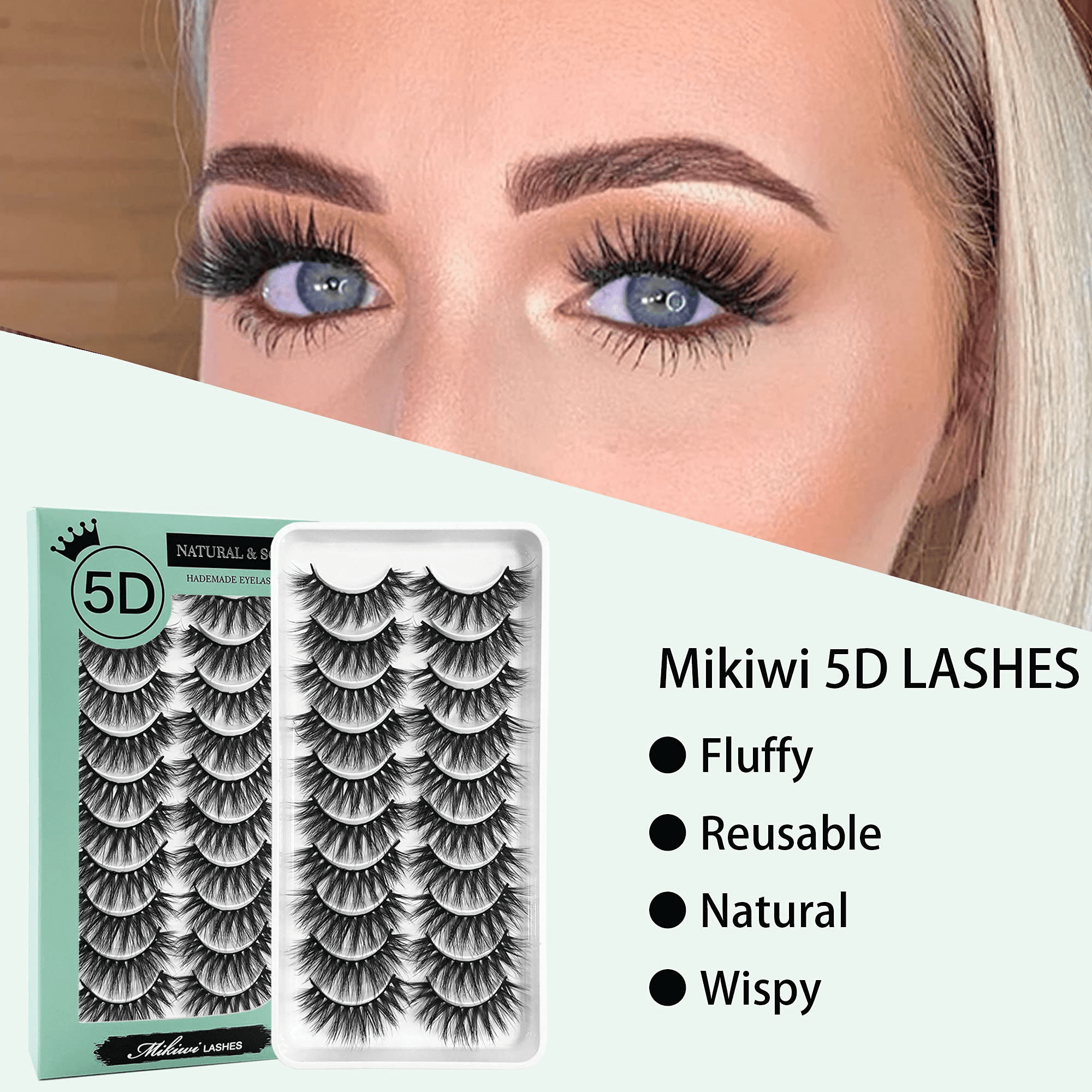 AUGENLI Natural Look Manga Lashes 15mm Japanese Style Wispy Eyelashes  Reusable for Cosplay Anime Makeup and Daily Wearring 5Pair (7 clusters)