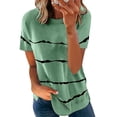 thumbnail image 2 of Summer Short Sleeve T Shirt, Women Short Sleeve T Shirt Loose Cut Stripes Pattern Skin Friendly Breathable For Office ANGGREK ED1711, 2 of 5