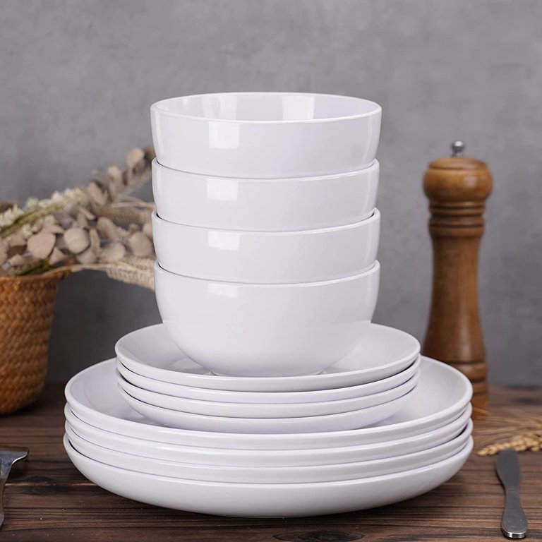 Yellowstone 12-Piece Ceramic Dinnerware Set, Beth Collection