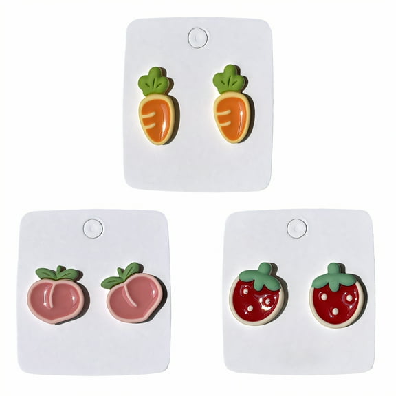 DESIGNICE 3Pairs Clip on Earrings,Resin Fun Earrings,Womeny Touch Beach Earrings for Women,Style1