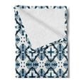 thumbnail image 2 of Blue and White Soft Flannel Fleece Throw Blanket, Traditional Portuguese Azulejo Tiles Pattern Illustration, Cozy Plush for Indoor and Outdoor Use, 60" x 80", Pale Blue Dark Blue, by Ambesonne, 2 of 5
