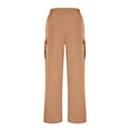 thumbnail image 3 of Women's Stretchy Wide Leg Pants New Baggy Cargo Sweatpants for Women Wide Leg Drawstring Elastic Waist Pants with Pocket Fall Trendy Outfits Beige M, 3 of 7