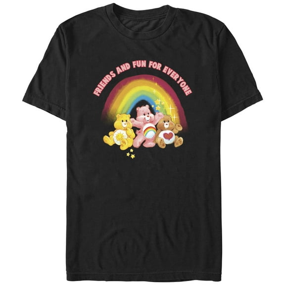 Men's Care Bears Friends and Fun For Everyone  Graphic Tee Black 3X Large