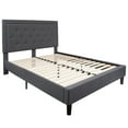 thumbnail image 3 of Emma + Oliver Queen Size Panel Tufted Platform Bed in Dark Gray Fabric, 3 of 11