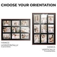 thumbnail image 4 of Modern Collage Picture Frames Wall Decor - 17.5x23.5 Brown Finish Photo Collage Frame with Black Mat For Nine 5x7 Photos , Includes UV Resistant Acrylic, Acid-Free Backing, Hanging Hardware, 4 of 8