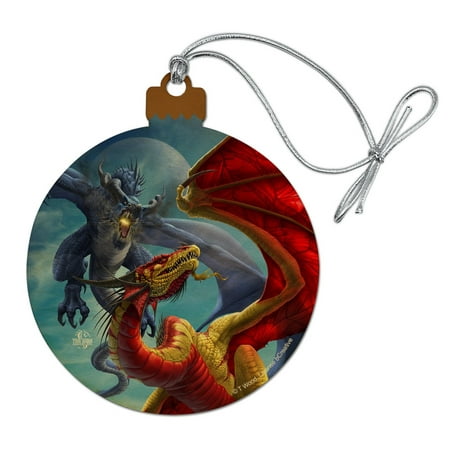 Dragon Fight Slash and Burn Fantasy Wood Christmas Tree Holiday