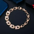 thumbnail image 3 of Stunning 585 Gold CZ Cute Owl Animal Charms Bangle Bracelet for Women Banquet, 3 of 9