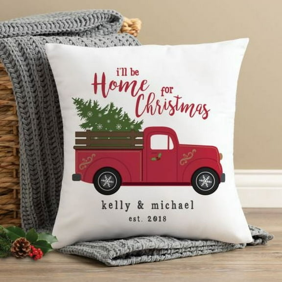 Personalized Home For Christmas Throw Pillow