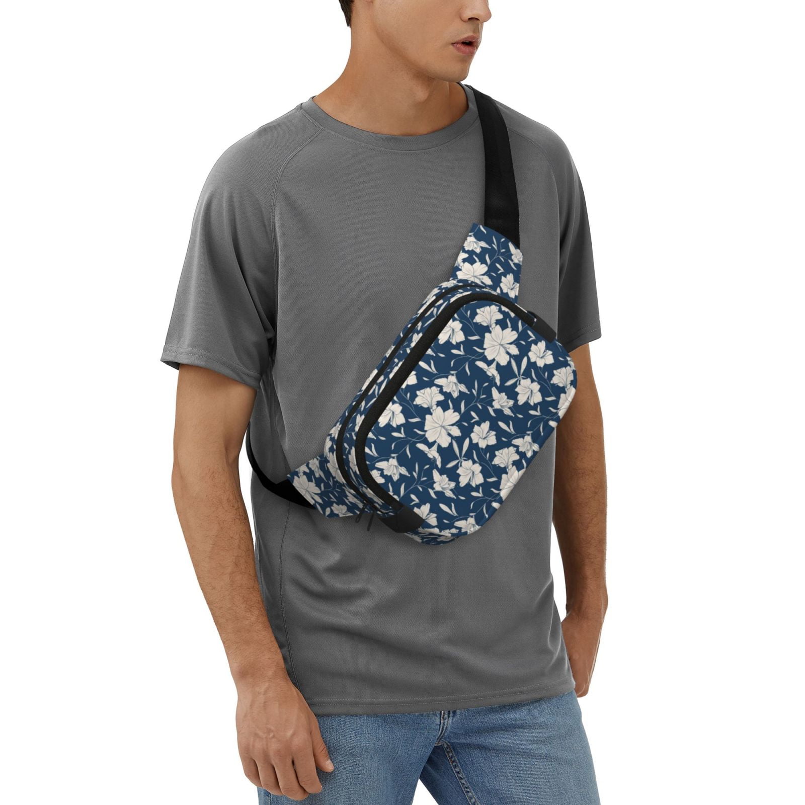 Picia Lilies Flowers Print Square Double-Layer Waist Bag Mini Adjustable Waist Belt Bag Exercise Running Travel Hiking