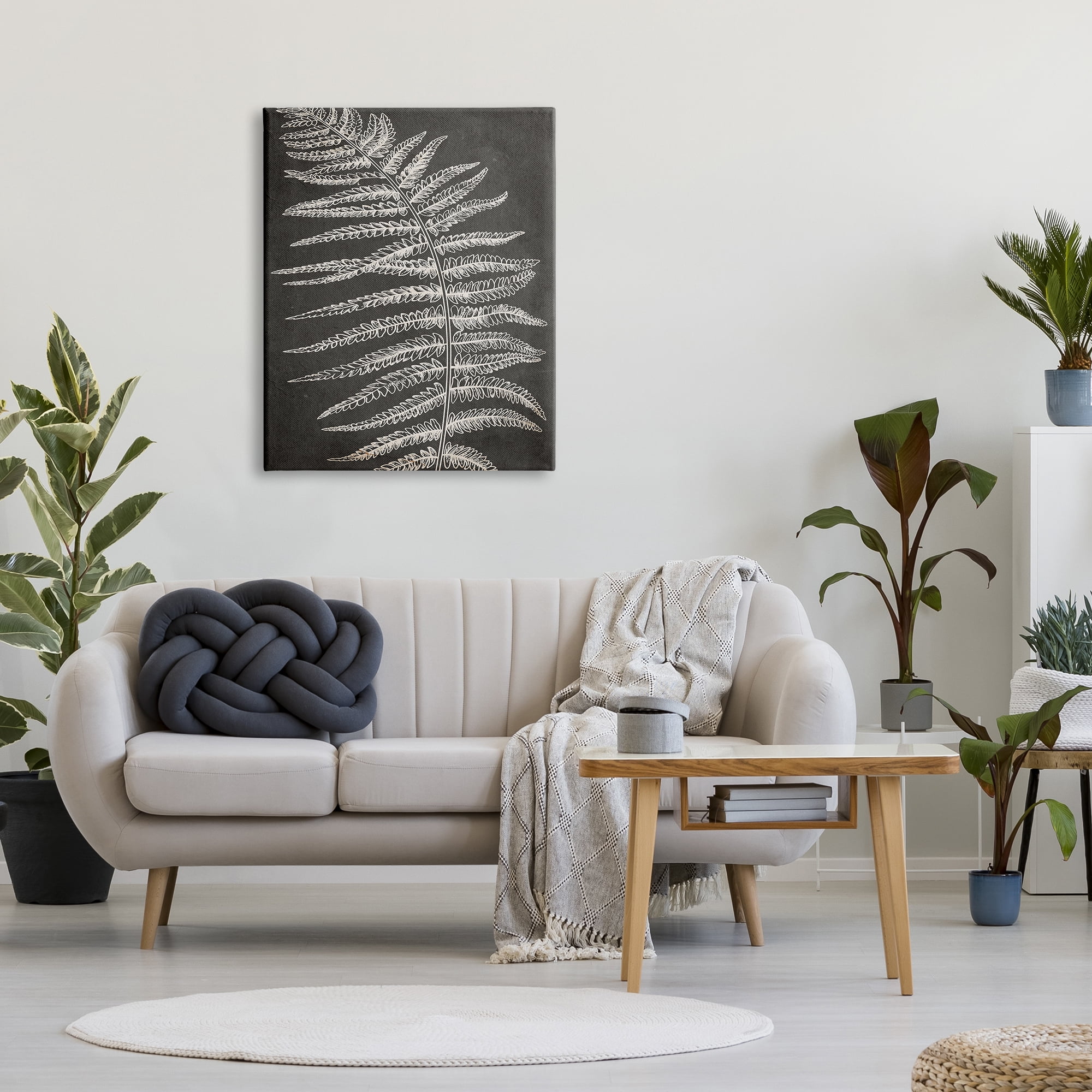Stupell Industries Fern Leaf on Grey Botanical & Floral Painting Gallery Wrapped Canvas Print Wall Art, 30 x 40