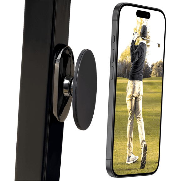 Golf Cart Magnetic Phone Mount & Holder Compatible with MagSafe. Attaches magnetically to Golf cart or Any Metal Surface. Strong Magnets for Secure mounting.