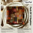 thumbnail image 4 of Vargottam Vibrant Tribal Patchwork Print Cotton Muslin Napkins - Set of 12, 20-Inch, Luxurious & Absorbent, Perfect for Festive Occasions, Outdoor Dining, and Home Decor - Machine Washable, 4 of 8