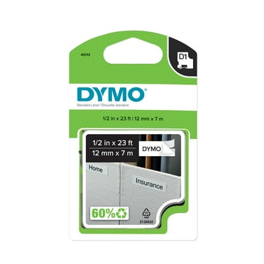 DYMO D1 Labels for Label Makers, 1/2 inch x 23 foot Roll, Black Print on White, 1 Count