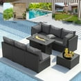 thumbnail image 5 of 8 Pieces Patio Furniture Set with Propane Fire Pit Table And Sofa,Gray, 5 of 10