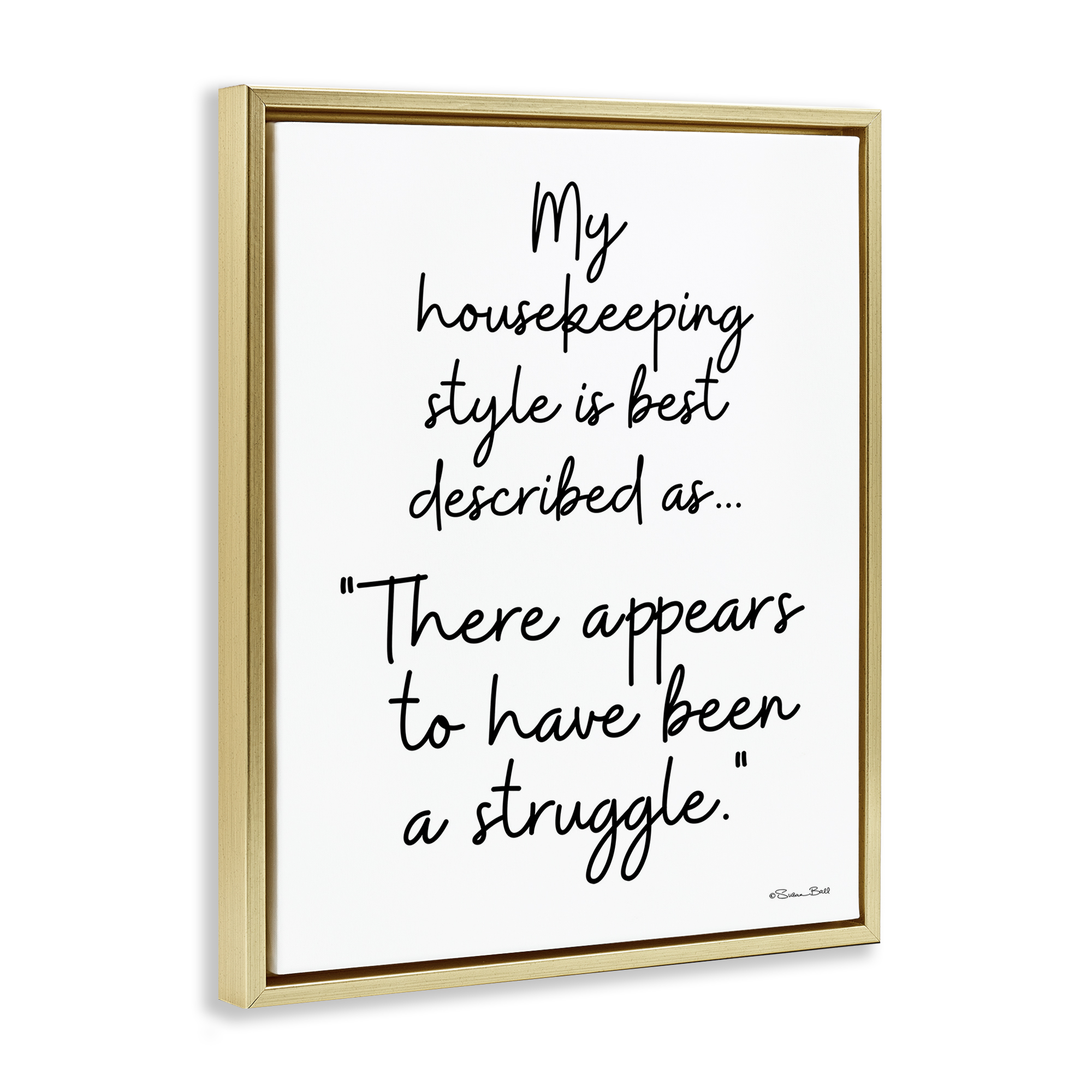 Stupell Industries Funny Housekeeping Struggle Novelty Painting Gold Floater Framed Art Print Wall Art, 17 x 21
