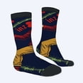 thumbnail image 2 of Four Seasons Universal Socks (2 Pairs) - Vibrant Dark Blue Mixed Color Socks with Colorful Motion Pattern & ' inz ' Design - Unisex Trendy Socks for All Occasions, 2 of 5