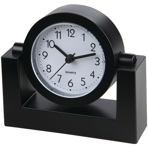 Timekeeper 4-Inch Swivel Black Desktop Clock, TK6851PT