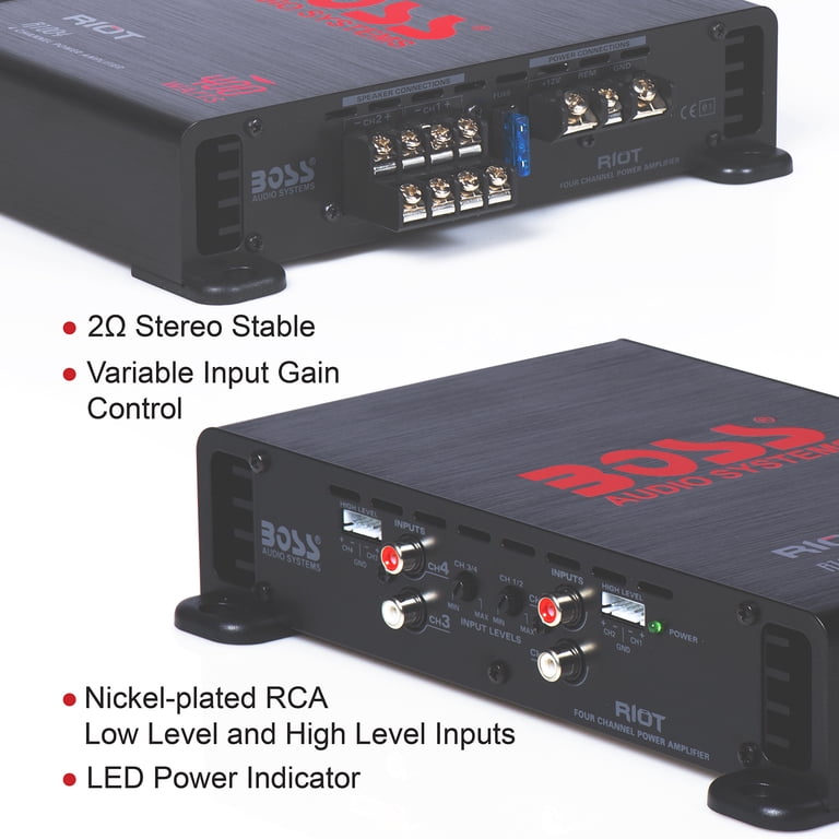 Free Shipping! Boss Audio Systems R1004 Riot Series 4 Channel Car