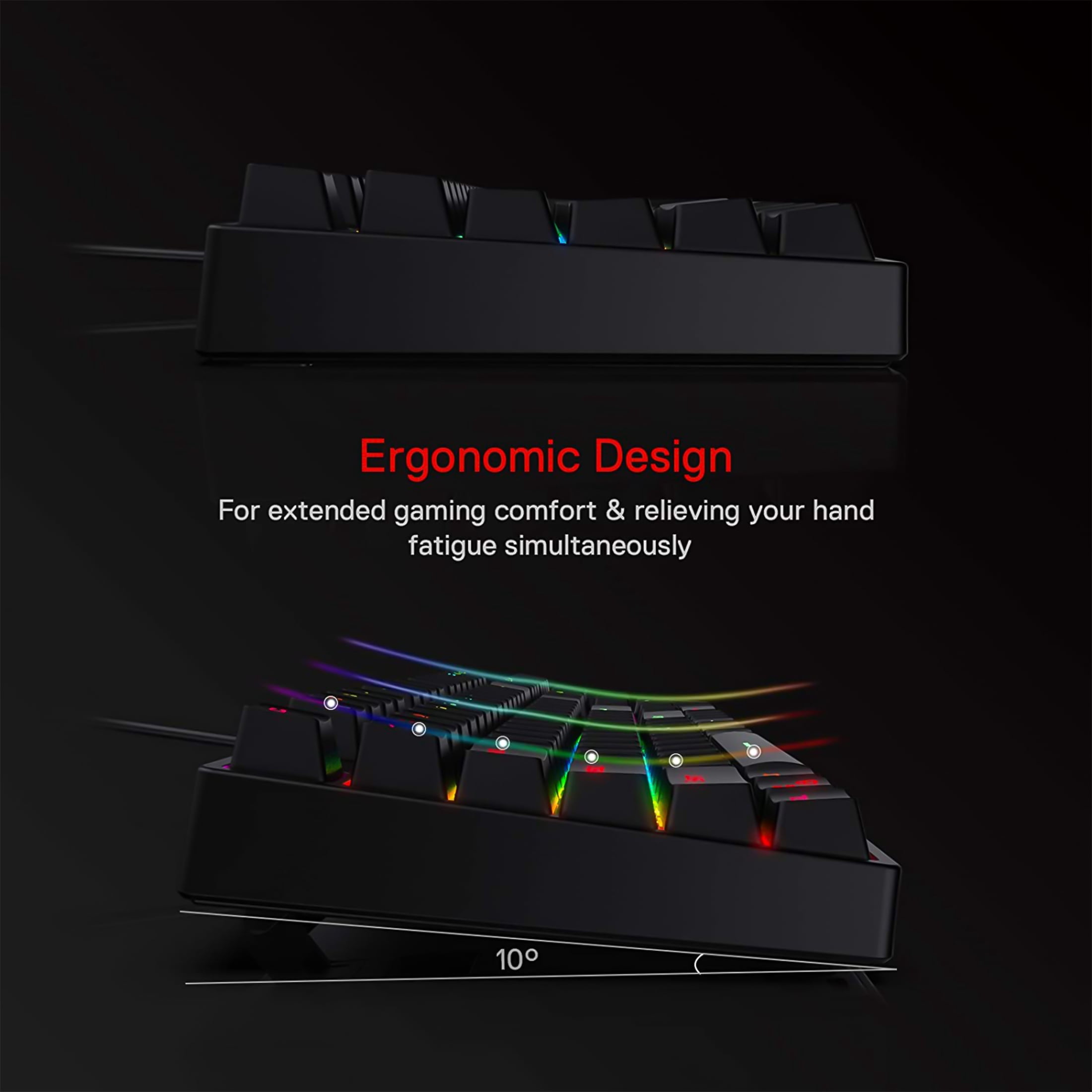 Redragon K582 Wired Gaming Keyboard with RGB LED Backlight, Black