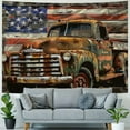 thumbnail image 4 of PRATYUS American Flag Tapestry, Aesthetic American Flag Vintage Old Truck Tapestry for Bedroom Wall Hanging Tapestry Home Decorations for Living Room Bedroom Dorm Decor Painting, 4 of 6