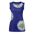 thumbnail image 3 of Ichuanyi Women Summer Daisy Print Graphic Blouse O-neck Sleeveless Casual Tank T-Shirts Tops, 3 of 6