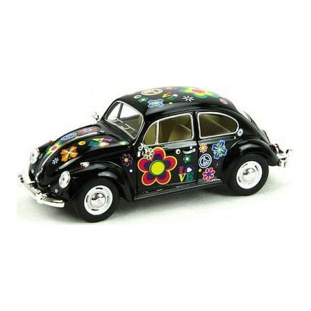 7" Kinsmart 1967 VW Volkswagen Beetle Decal Diecast Model Toy Car 1:24 Black