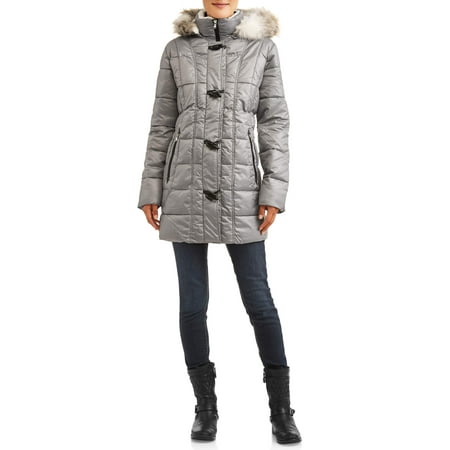 Fur Trimmed Toggle - 30 first women's toggle puffer jacket and faux fur trim hood