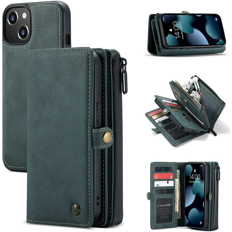 Wallet Case Compatible with iPhone 13 Mini, Zipper Case with 13