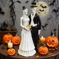 thumbnail image 6 of Skeleton Bride and Groom Halloween Decor - Terrifying Dancing Couple Statue, Gothic Wedding Cake Topper for Day of The Dead, Spooky Party Supplies, Haunted House & Graveyard Decoration Props, 6 of 6