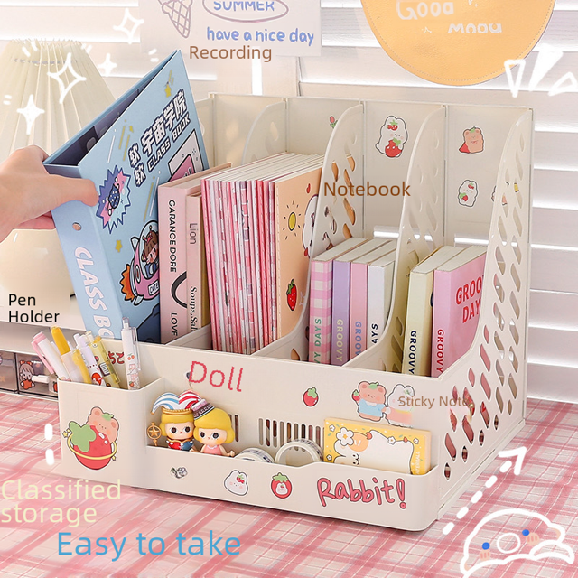 Caja de almacenamiento de archivos de escritorio Creative ins, bonito soporte para libros para estudiantes, soporte para libros para escritorio de dormitorio, estante de almacenamiento de libros