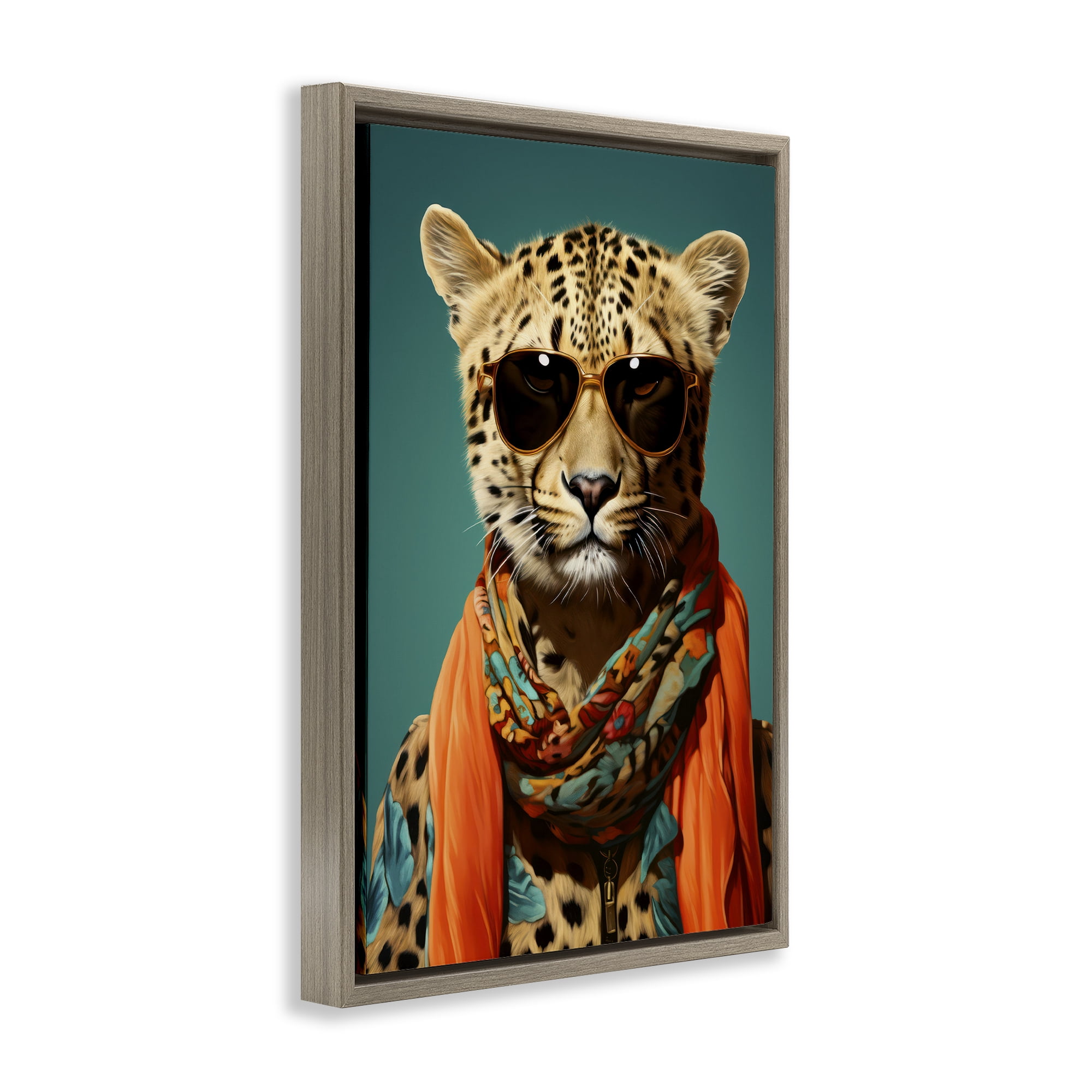 Stupell Industries Safari Glamour Leopard Brown Framed Floater Canvas Wall Art, design by Andrea Haase