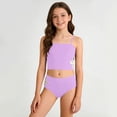 thumbnail image 2 of Ticikt Girls Two-Piece Tankini Swimsuit, 7-14Y Kids Floral Cutout Swimwear Bathing Suit for Beach Pool,Purple, 2 of 6