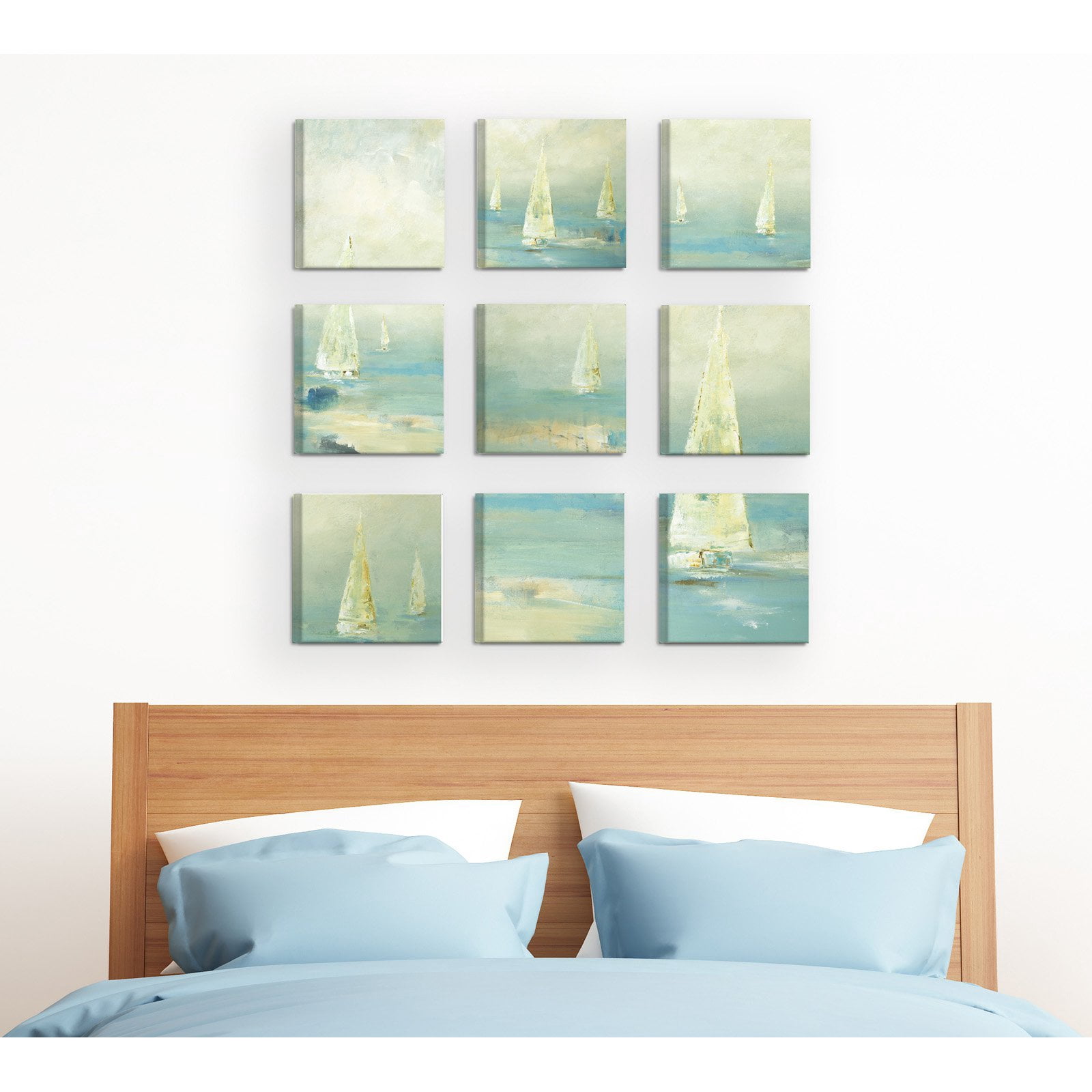 The Stupell Home Decor Collection Racing Tall Ships by Third and Wall 9 Piece Canvas Wall Art Set