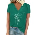 thumbnail image 2 of Wancir Women's Floral T-Shirts V-Neck Dandelion Sun Flower Graphic Casual Tee Boho Tops Cute Wildflowers Shirts, 2 of 4