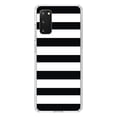 thumbnail image 1 of DistinctInk Clear Shockproof Hybrid Case for Galaxy S20 / S20 5G (6.2" Screen) - TPU Bumper, Acrylic Back, Tempered Glass Screen Protector - Black & White Bold Horizontal Stripes, 1 of 2