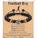 thumbnail image 1 of Pulsera de cuentas de fútbol, regalo, pulsera de entrenador de fútbol esmerilada negra, pulsera de béisbol de ojo de tigre, 1 of 5