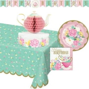 Creative Converting Multicolor Floral Tea Party Birthday Party Kit, 27 Count