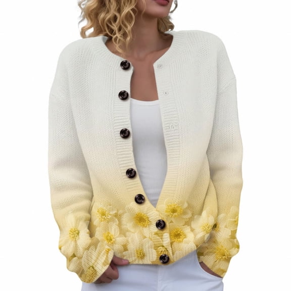 Sweaters for Women Suitable Fall and Winter Comfortable and resistant to pilling Yellow XL Womens Sweaters