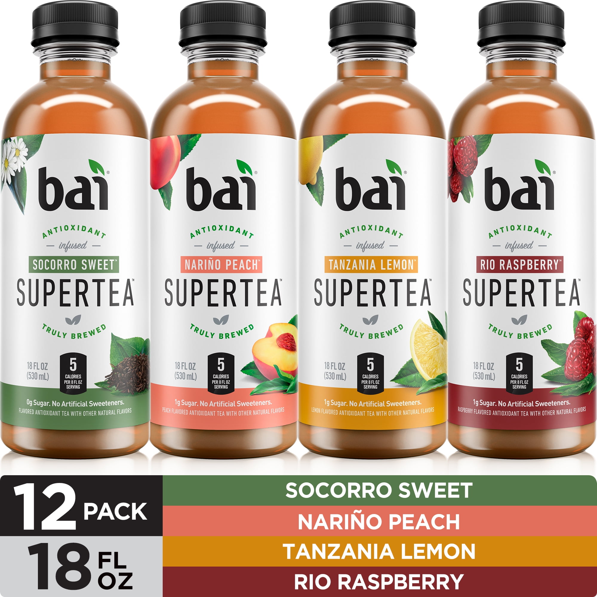 Bai Supertea Variety Pack, Antioxidant Infused Tea, 18 Fluid Ounce