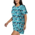 thumbnail image 3 of Womens Pajama Sets With Pocket, Cute Shark Seal Whale Water Plant Lounge Sets Short Sleeve Sleepwear PJ Sets for Women, 3 of 6