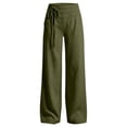 thumbnail image 5 of gibobby Girl's Cotton Linen Casual Palazzo Pants Drawstring Elastic Waist Flowy Wide Leg Long Lounge Trousers,AG, 5 of 7