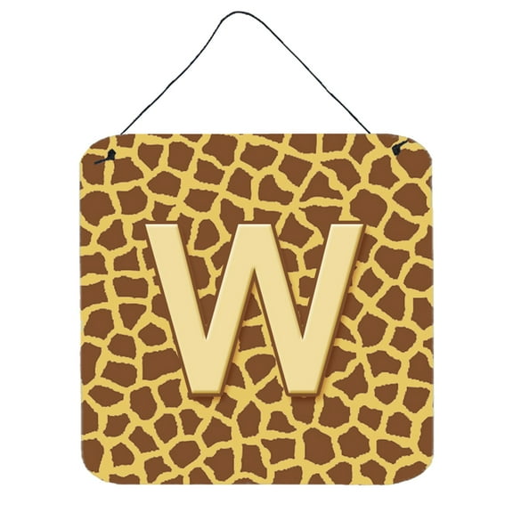 Letter W Initial Monogram - Giraffe Wall or Door Hanging Prints