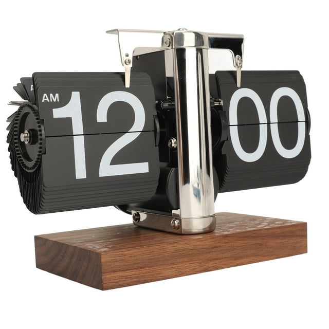 Horloge de Bureau Rétro à Rabat, Horloge de Table à Rabat Automatique, Affichage Numérique Mécanique Classique Alimenté par Batterie, Horloge Rétro à Rabat Numérique Moderne de 12 Heures