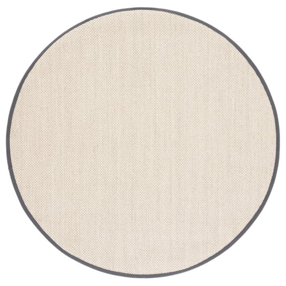 SAFAVIEH Natural Fiber Kentigern Border Seagrass Area Rug, Marble/Dark Grey, 10' Round