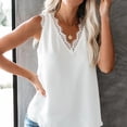 thumbnail image 4 of Camiseta de mujer Jumpingount Blusa casual sin mangas con cuello en V de encaje Blanco S, 4 of 7