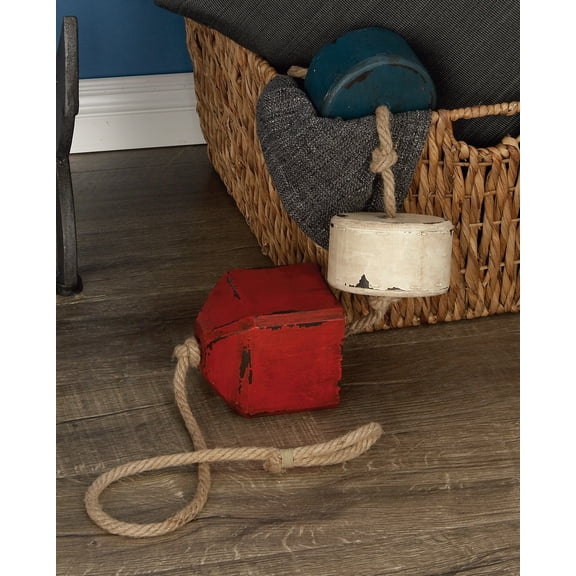 DecMode Coastal 46 x 4 inch distressed pine wood and iron rope float decor