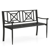 Topbuy Patio Metal Sofa Garden Bench Heavy-duty Park Loveseat Chair Seat