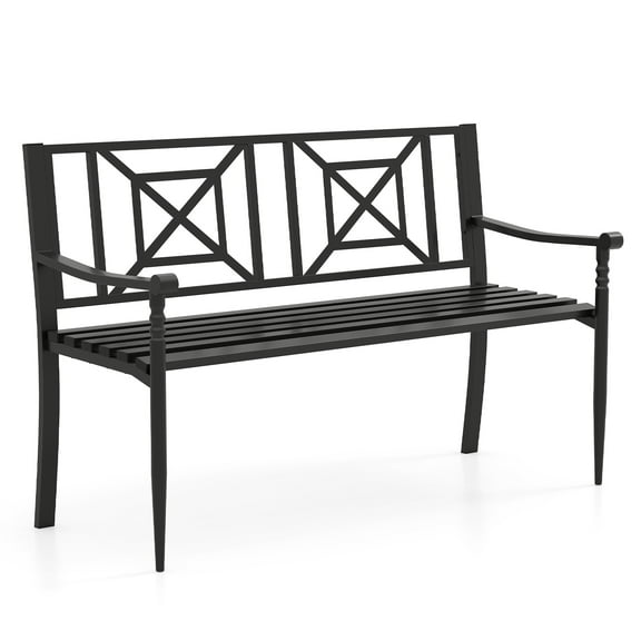 Topbuy Patio Metal Sofa Garden Bench Heavy-duty Park Loveseat Chair Seat